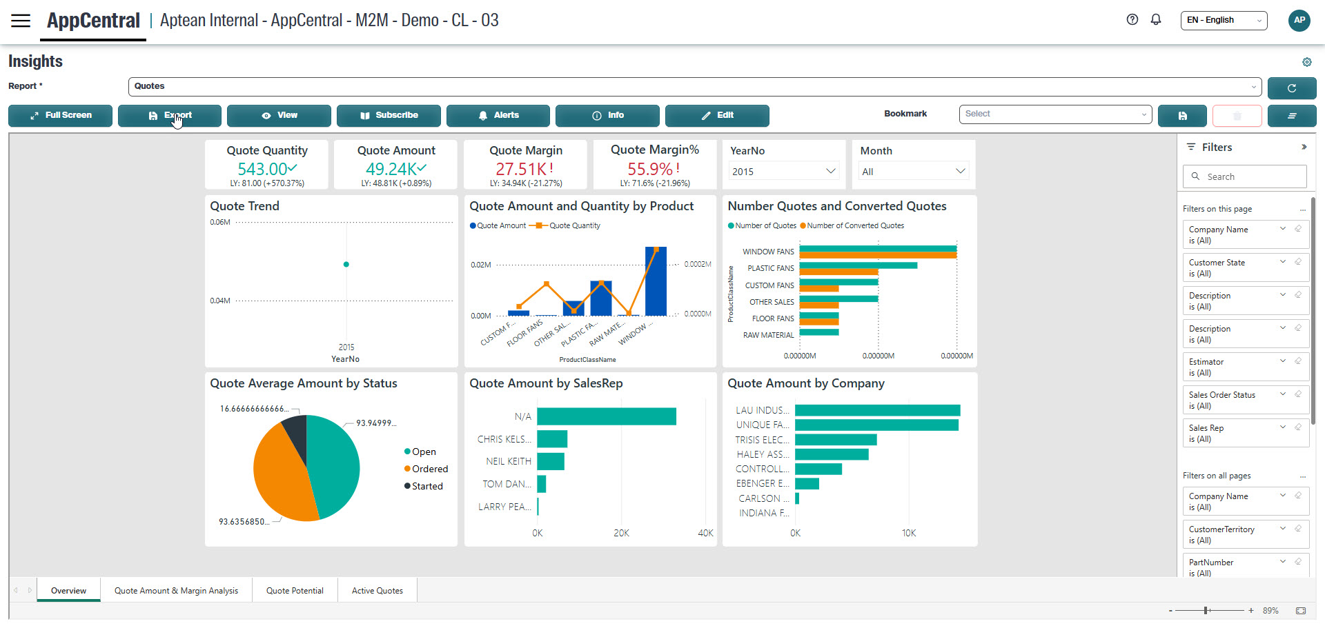 screenshot of Aptean Discrete Manufacturing ERP Made2Manage Edition